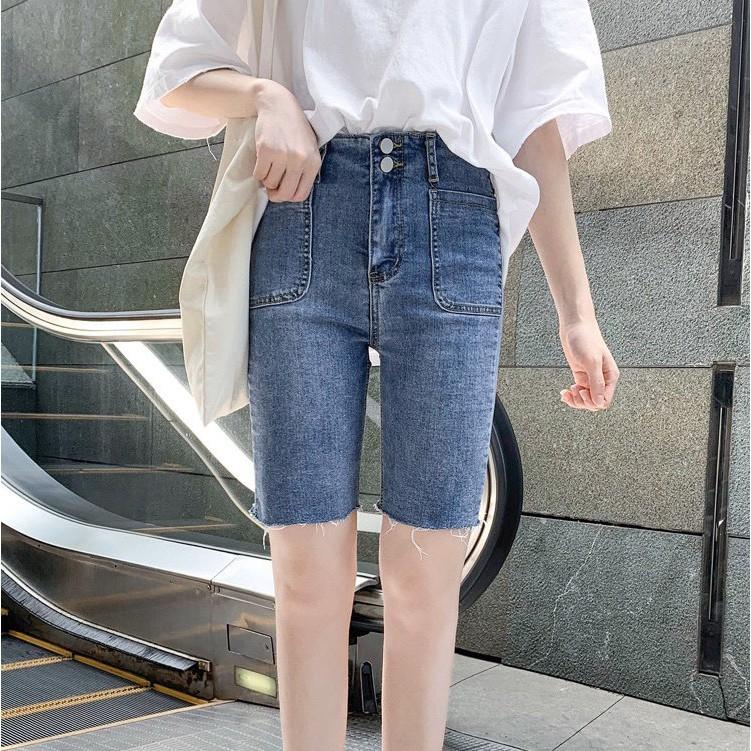 Quần jean ngố / lửng lưng siêu cao, kiểu 2 nút, BIG SIZE dành cho người béo, co dãn mạnh rẻ đẹp 3334