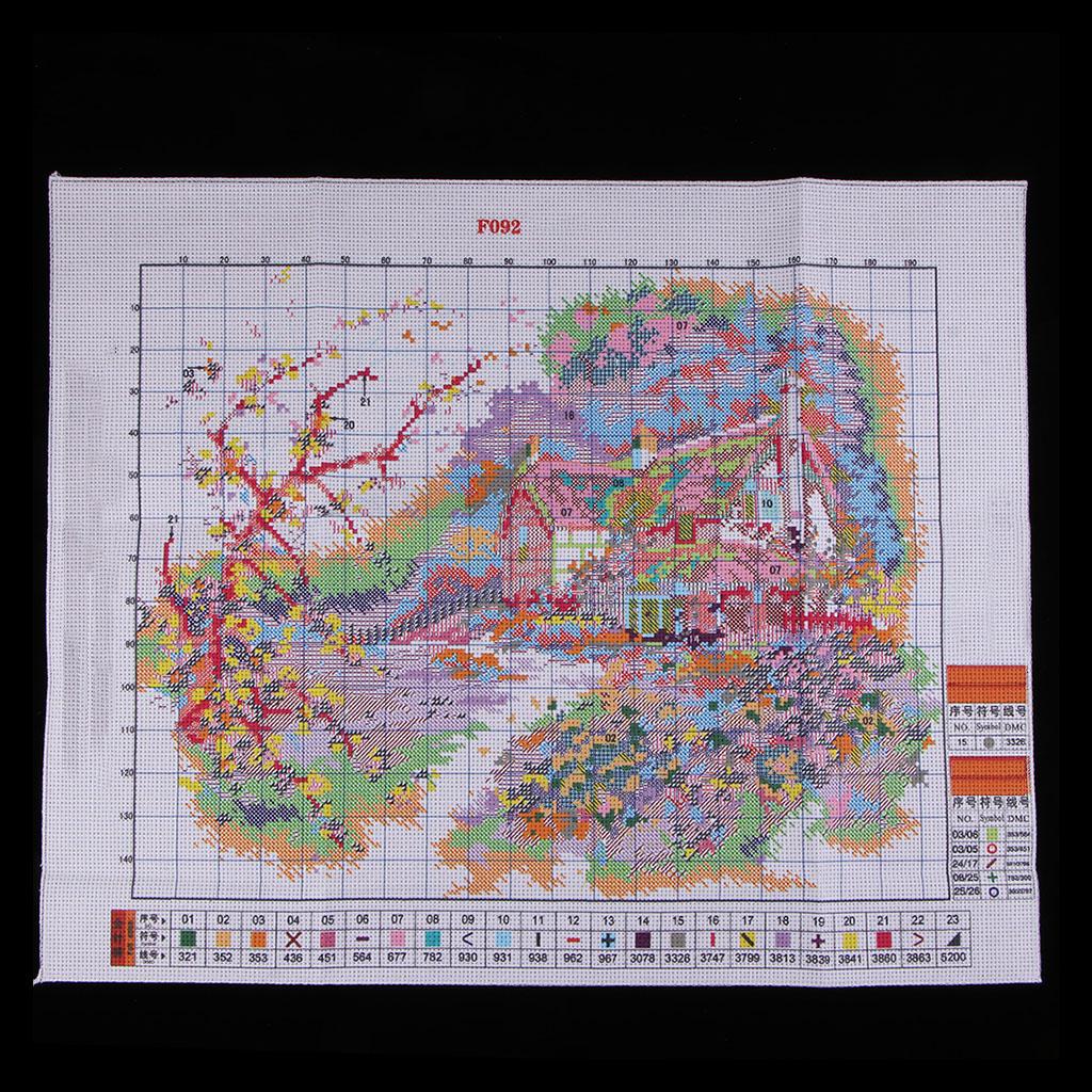 Country Landscape Stamped Counted Cross Stitch Kits for Beginners 11CT DIY