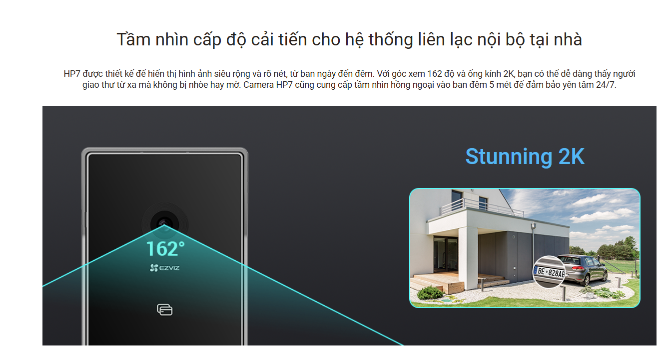 CAMERA CHUÔNG CỬA TÍCH HỢP MÀN HÌNH 7 INCH EZVIZ HP7 3MP - MỞ CỬA TỪ XA, ĐÀM THOẠI, TÍCH HỢP NHẠC CHUÔNG