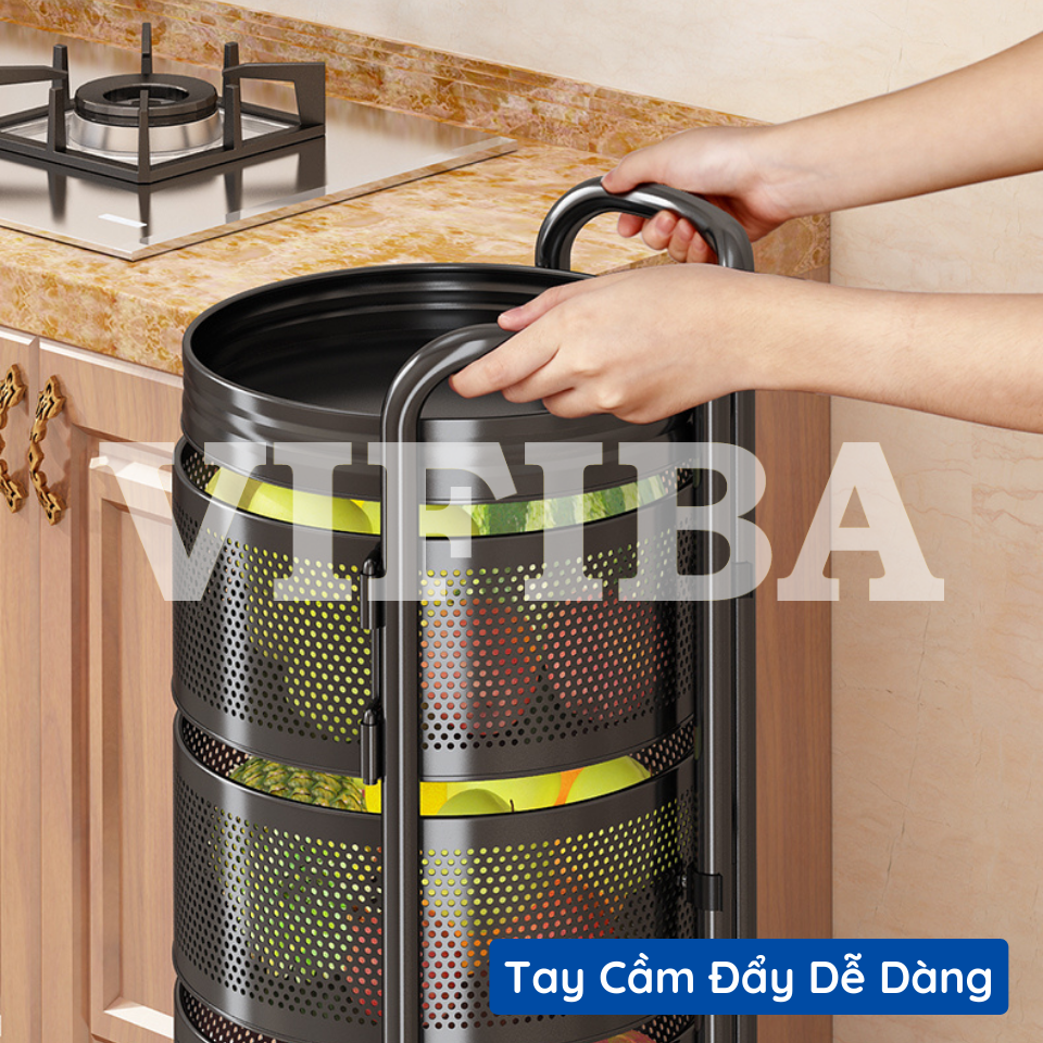 Kệ Tròn Xoay Nhà Bếp Đa Năng Đựng Rau Củ VIFIBA Hàng Chính Hãng Thép Carbon Không Gỉ Xoay 360°