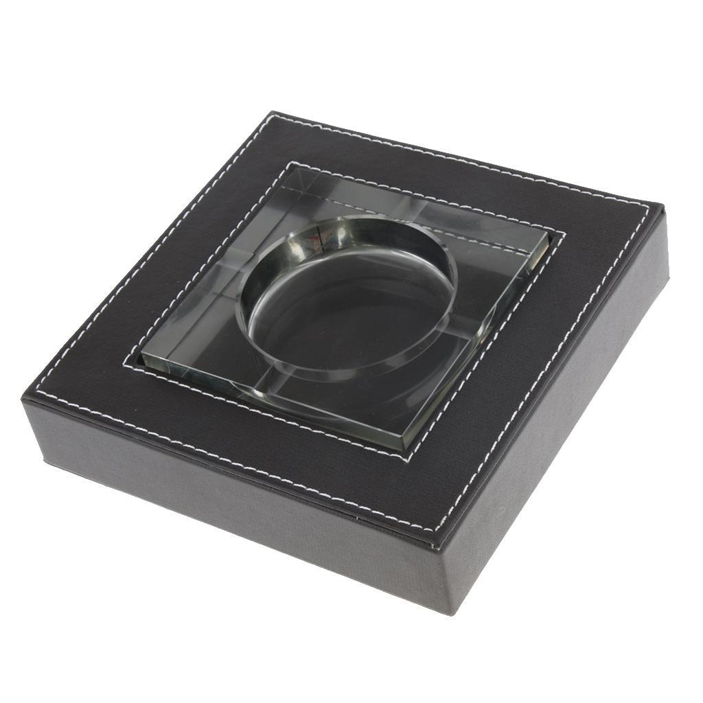 Deluxe Leather Crystal Square Cigarette Cigar Ashtray Home Perfect Gift