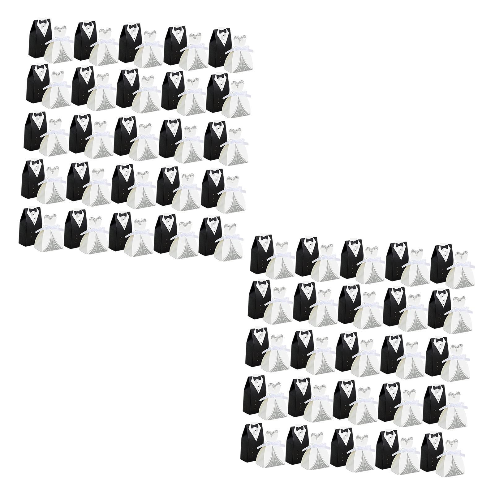 100x Candy Boxes Bride and Groom Favor Boxes for Party Guests Bridal Shower