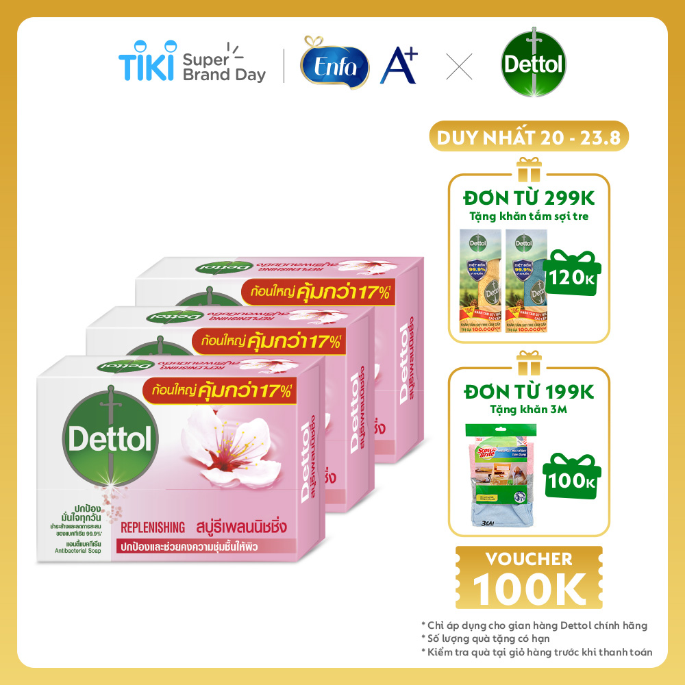 Combo 3 Xà Phòng Dettol Kháng Khuẩn Chăm Sóc Da 100g