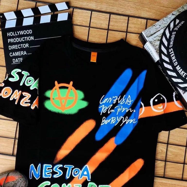 Áo thun bé trai 5-10 tuổi in chữ NESTOA, Áo cộc tay cho bé kiểu dáng hiphop vải cotton thấm hút mồ hôi tốt