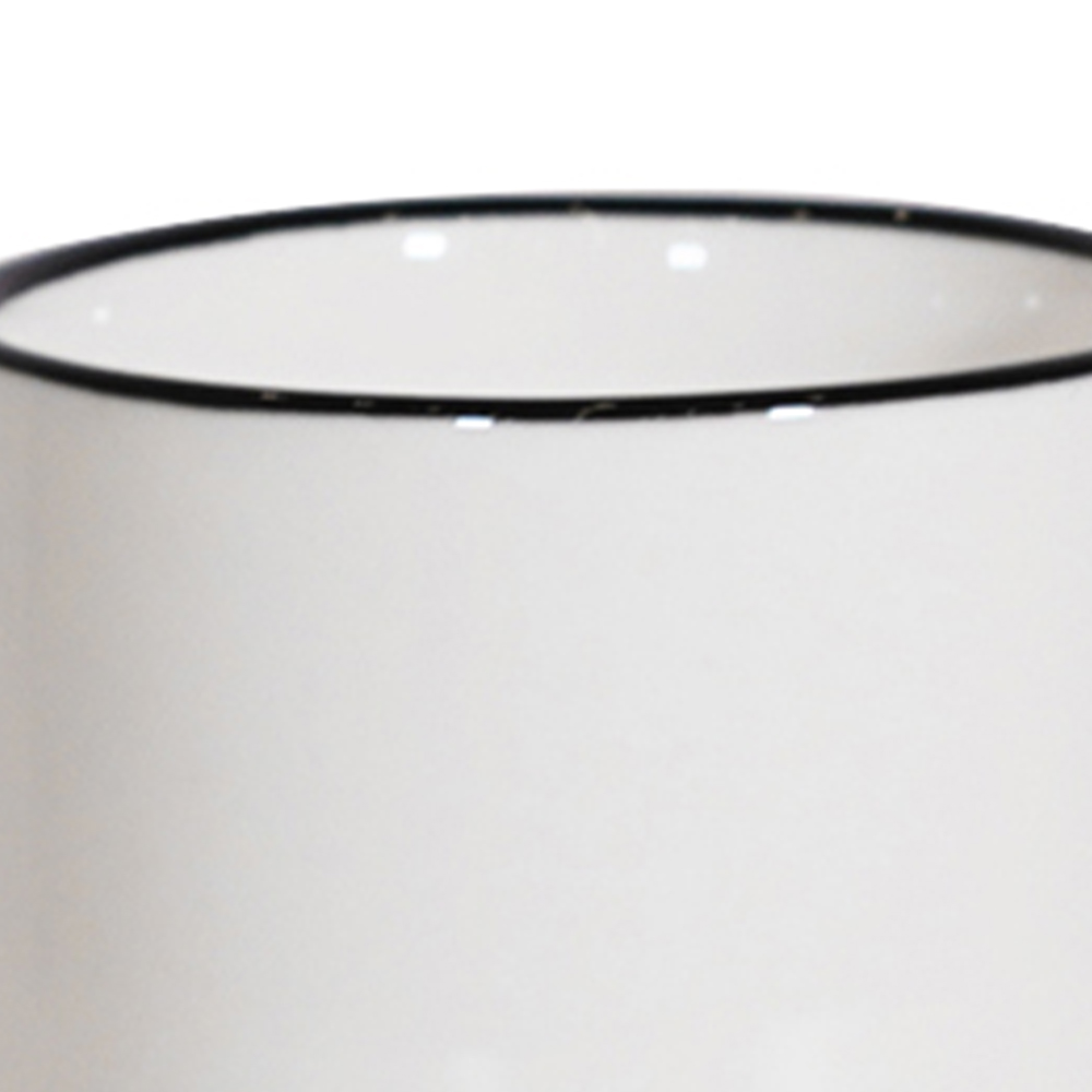 Combo 6 cốc trà JYSK nID sứ trắng bóng viền đen DK6.7x7.8cm