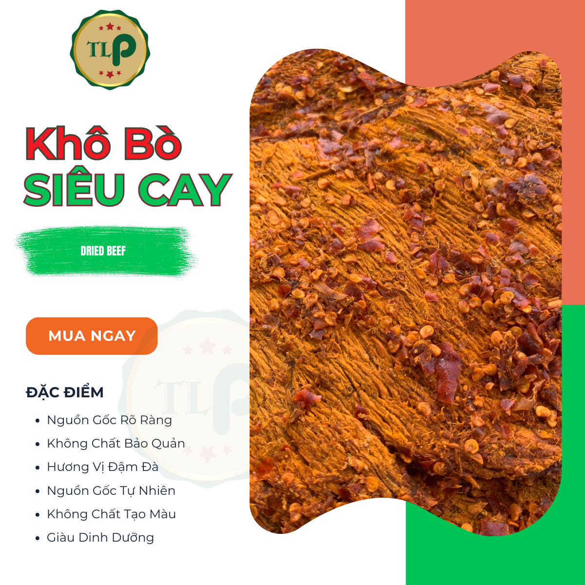 KHÔ BÒ MIẾNG SIÊU CAY TÂN LỘC PHÁT 1KG - COMBO 2 BỊCH 500G