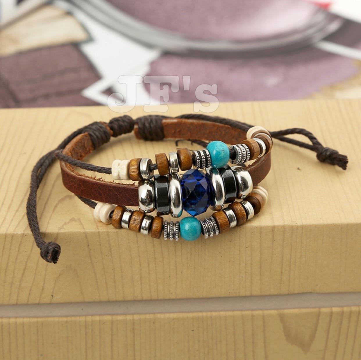 Vòng đeo tay da nhiều lớp, vòng tay thời trang bohemian