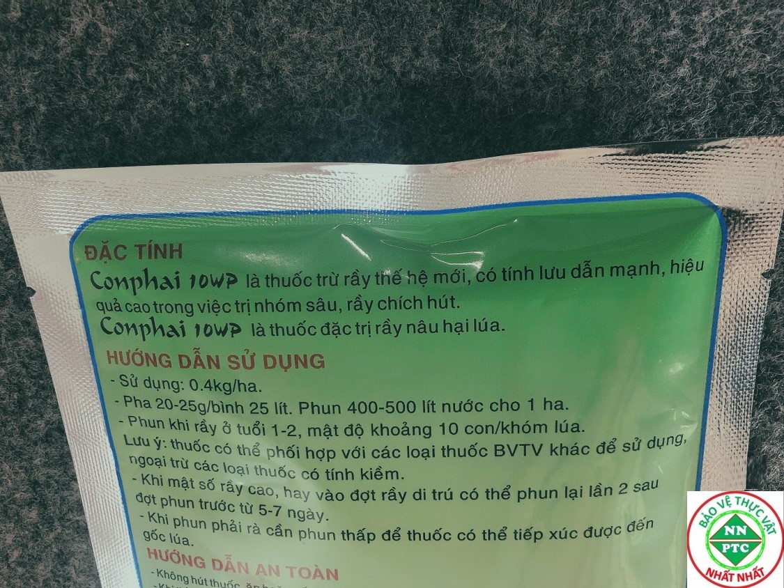 [Thuốc Trừ Sâu,Thuốc Sâu ] THUỐC TRỪ SÂU Conphai 10WP DẸP TAN RẦY NÂU HẠI LÚA - 100 g