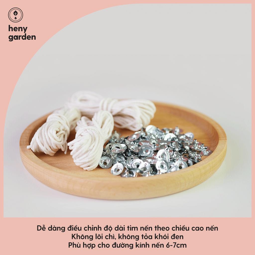 Set Bấc Nến Cotton Làm Nến Thơm Không Khói Kèm Đế Kẹp Heny Garden, Nguyên Liệu Làm Nến Thơm Handmade Tại Nhà