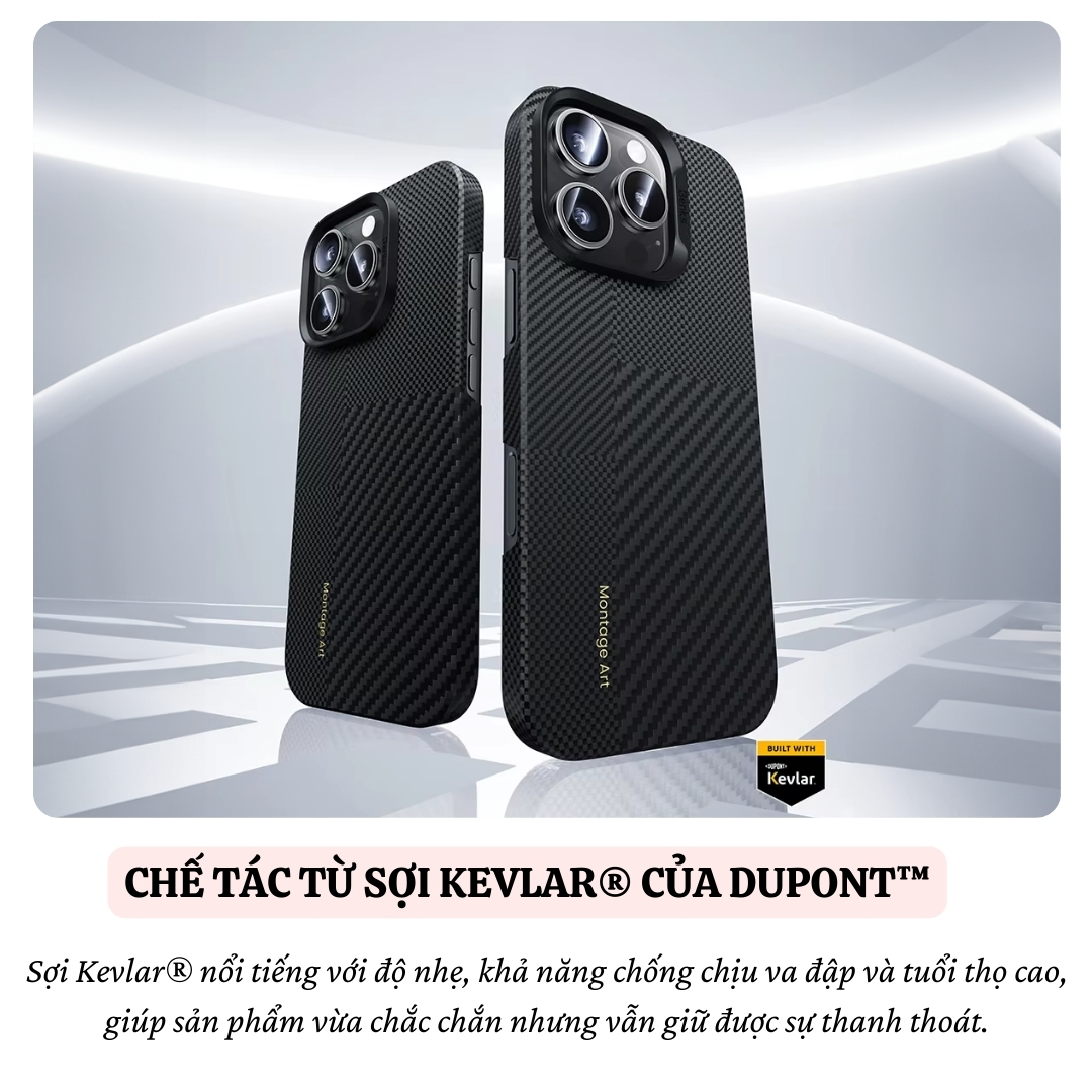 Ốp Lưng Carbon siêu mỏng cho iPhone 16 Pro iP 16 Pro Max hiệu Benks Montage ArmorAir Aurora Chất Liệu Kevlar 600D - hỗ trợ sạc từ tính Bền Bỉ - Hàng nhập khẩu