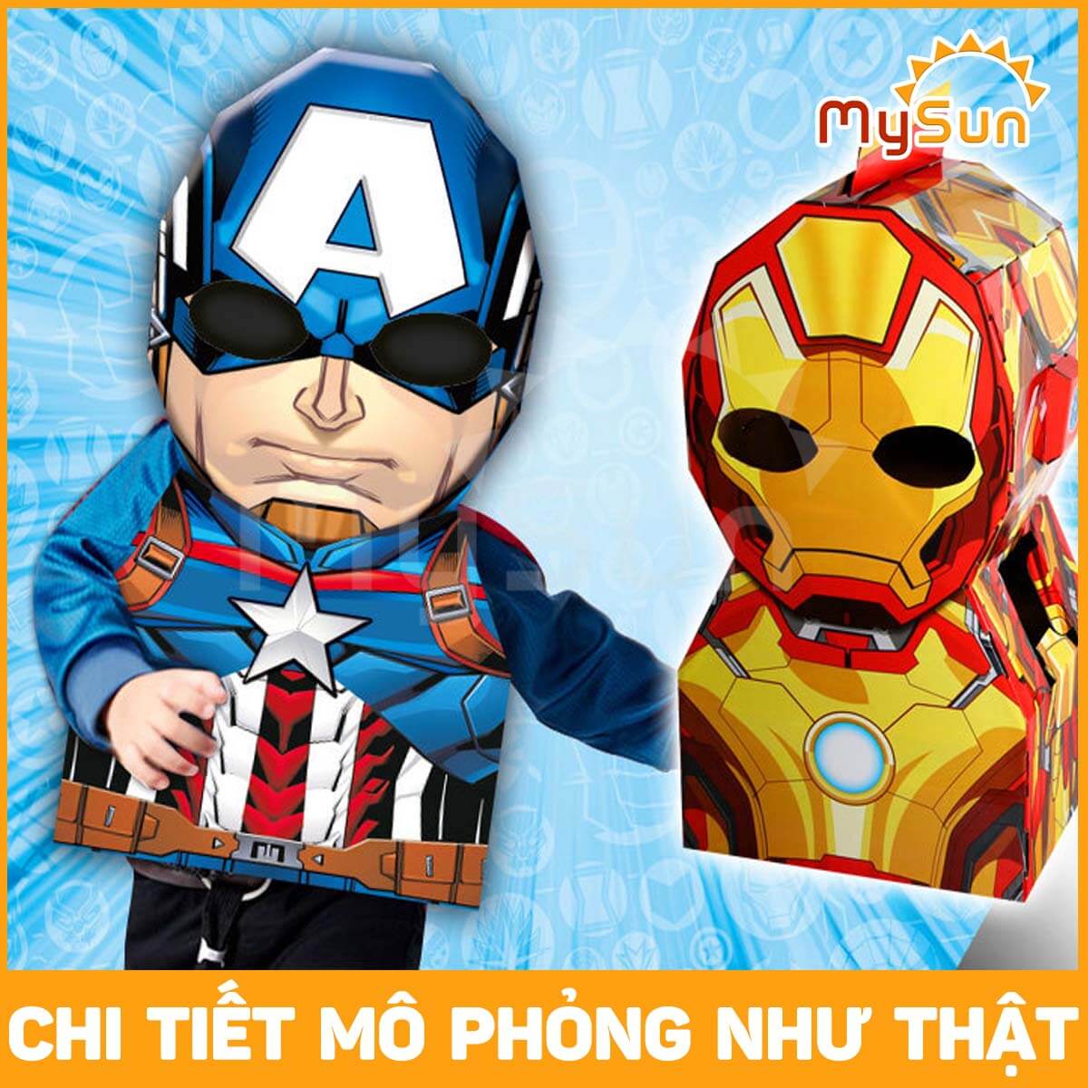 Bộ đồ chơi hóa trang bìa carton SIÊU NHÂN Marvel người nhện Spiderman, Iron man, Batman, Hulk, Thanos, Thor