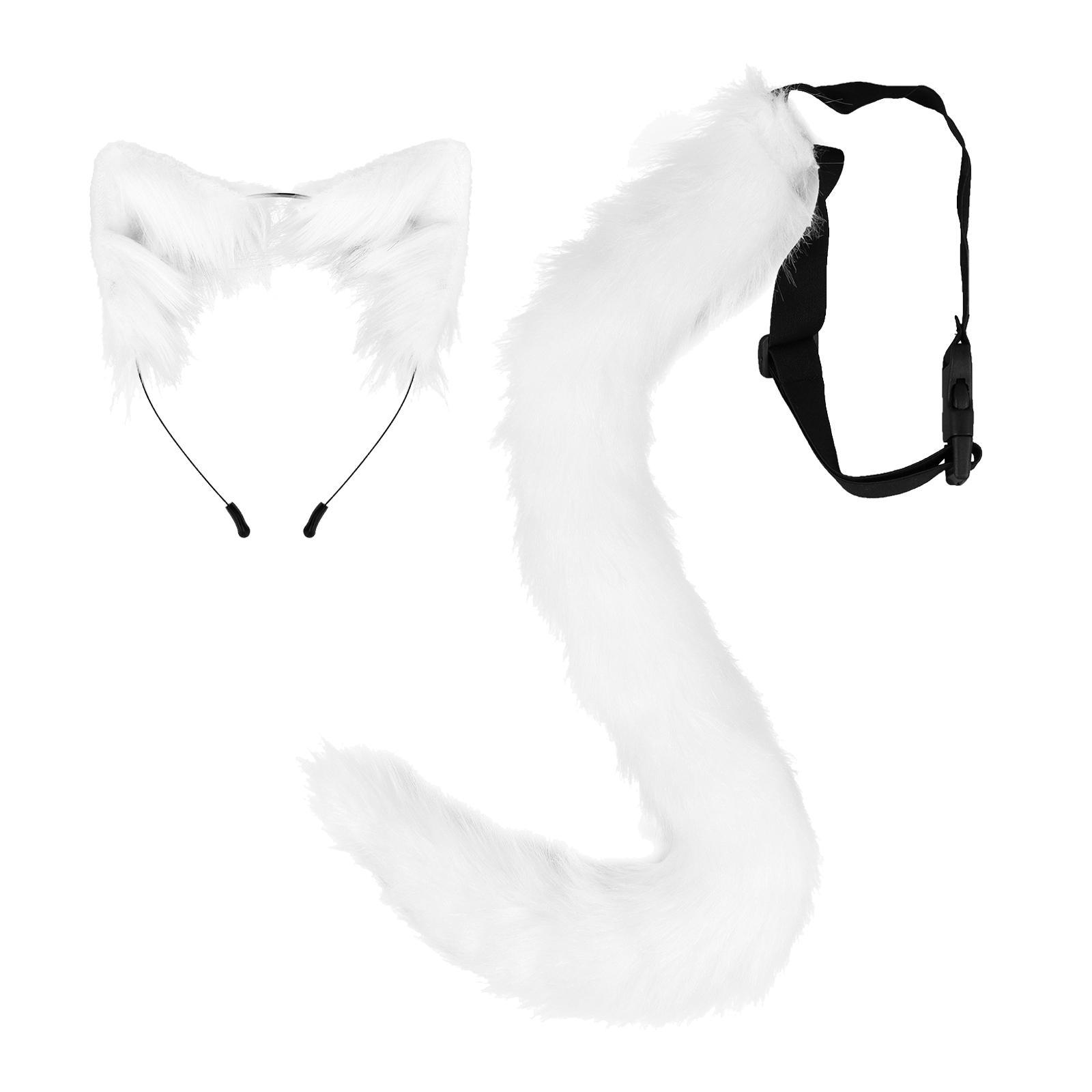 Faux  Ears and Tail Set Ear Headband Gift Animal Themed Parties Photo Props Animals Ears and Tail Cosplay Costume for Graduation Ceremony