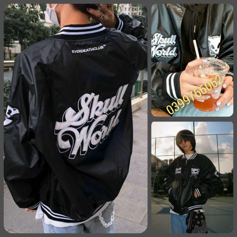 Áo khoác bomber dù unisex form rộng 2 lớp