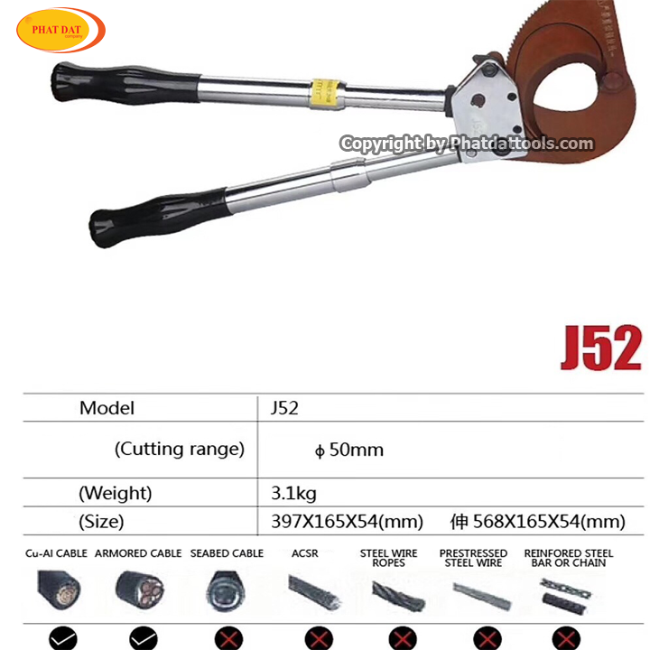 Kìm cắt cáp nhông J52