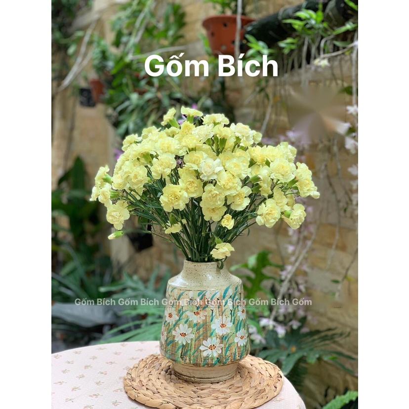 Bình Hoa Lọ Hoa Đẹp Để Bàn Men Mộc Vẽ Hoa Cao 23cm, 29cm Gốm Sứ Bát Tràng - Gốm Bích