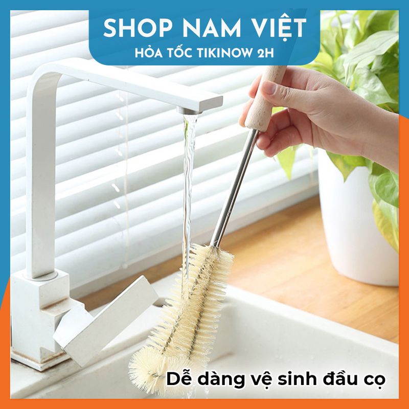 Cọ Rửa Cán Gỗ Cỡ Lớn Rửa Bình Sữa, Bình Nước, Ly Tách