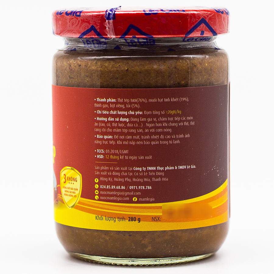 Mắm tép Lê Gia hũ 280g