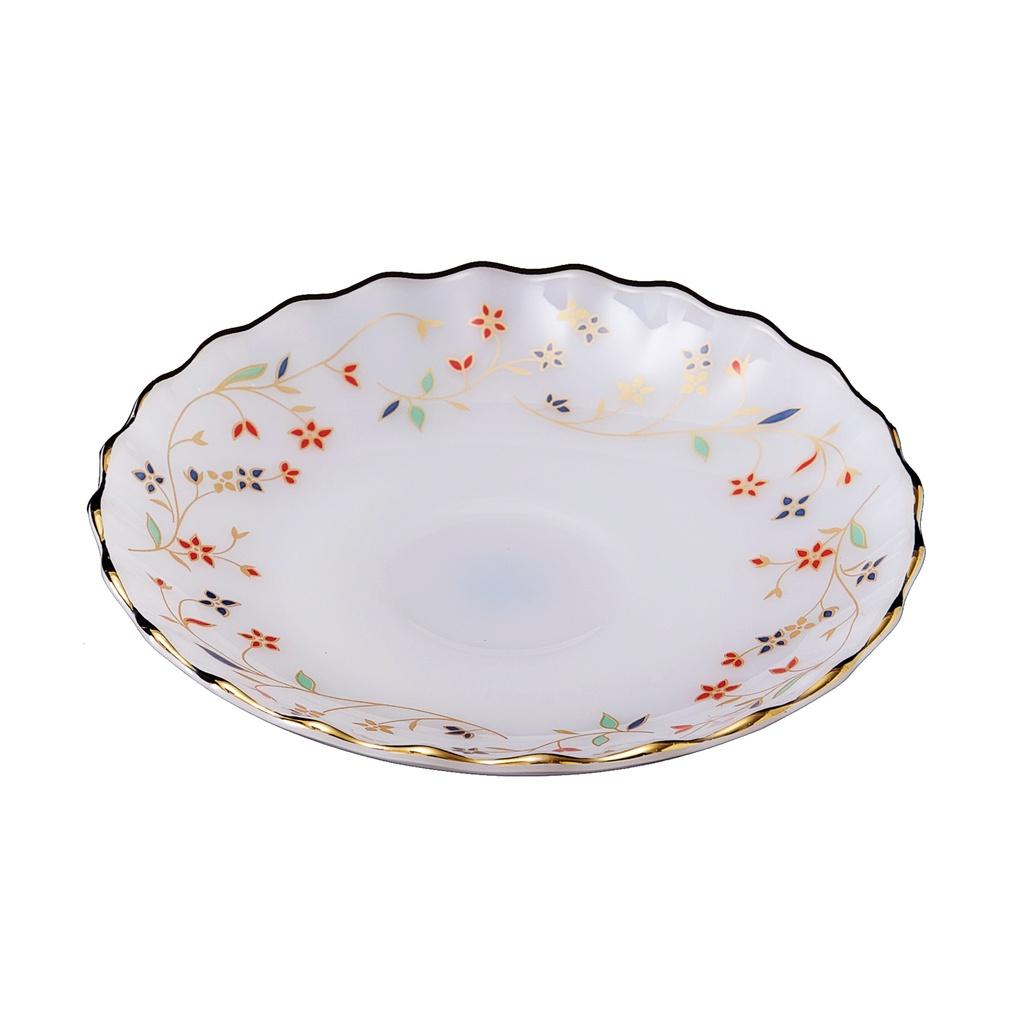 Đĩa lót bát cơm thủy tinh ngọc USA Homeset các mẫu hoa văn dáng xoắn
