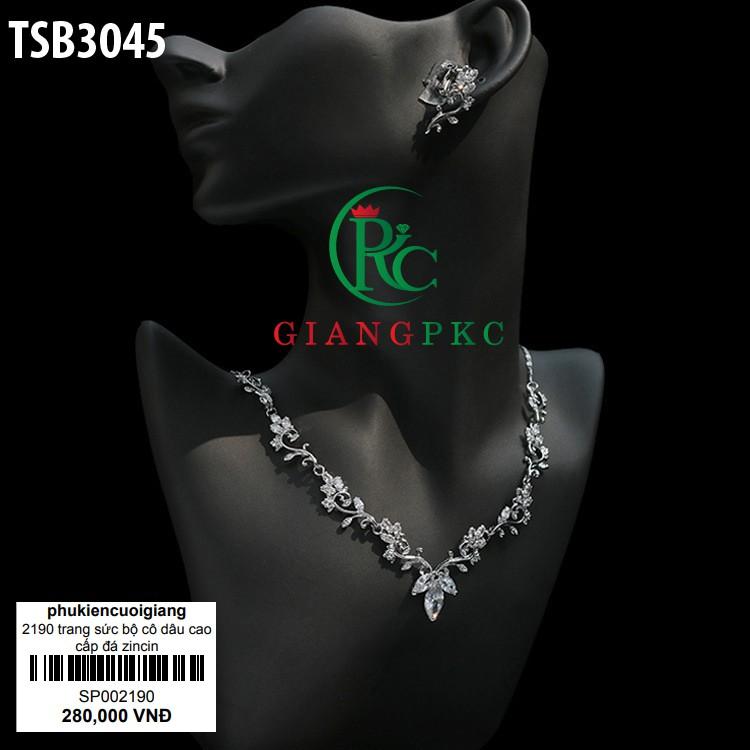 Trang sức bộ cô dâu đá cao cấp zincin sáng bóng lấp lánh đi chơi đi tiệc đều đẹp giangpkc 3045