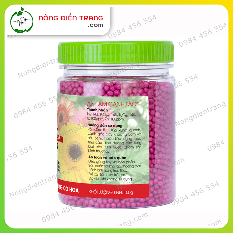 Phân Bón Thông Minh Tan Chậm RYNAN 240 - Hộp 150g - Chuyên dùng cho hoa kiểng - Kích sinh trưởng, ra lá, hoa nhiều VTNN Nông Điền Trang