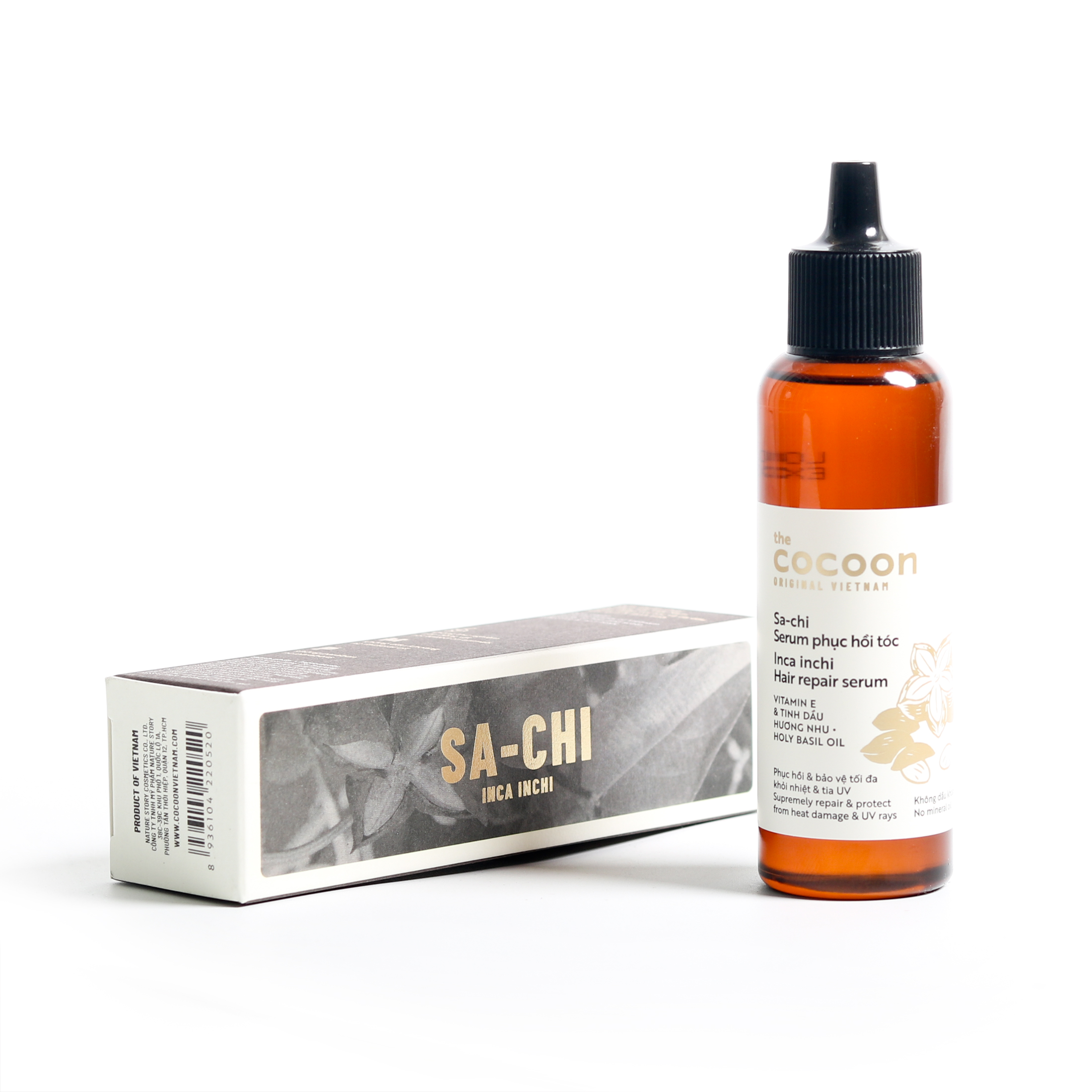 Combo dầu gội bưởi bồ kết Herbario 270ml + Serum phục hồi tóc hư tổn Cocoon 70ml