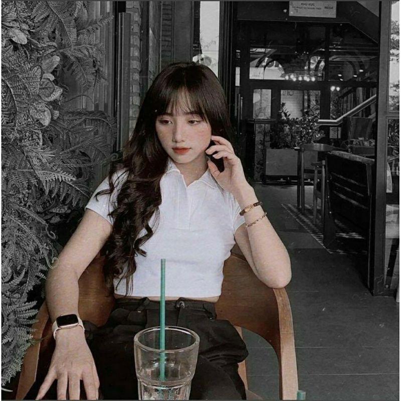 Áo croptop cổ bẻ polo cực xinh hottrend