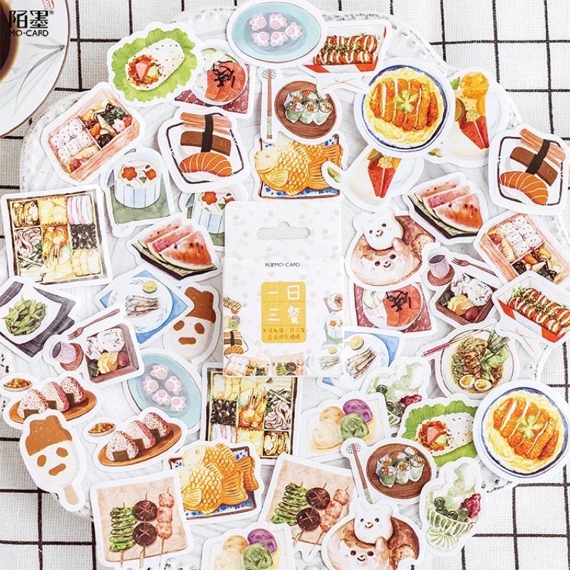 Hộp 45 pcs stickers nhiều chủ đề dễ thương hoặc cổ điển dùng để trang trí