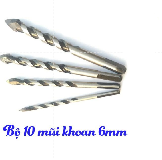 Bộ 10 mũi khoan 6mm - Thép cacbon cao cấp