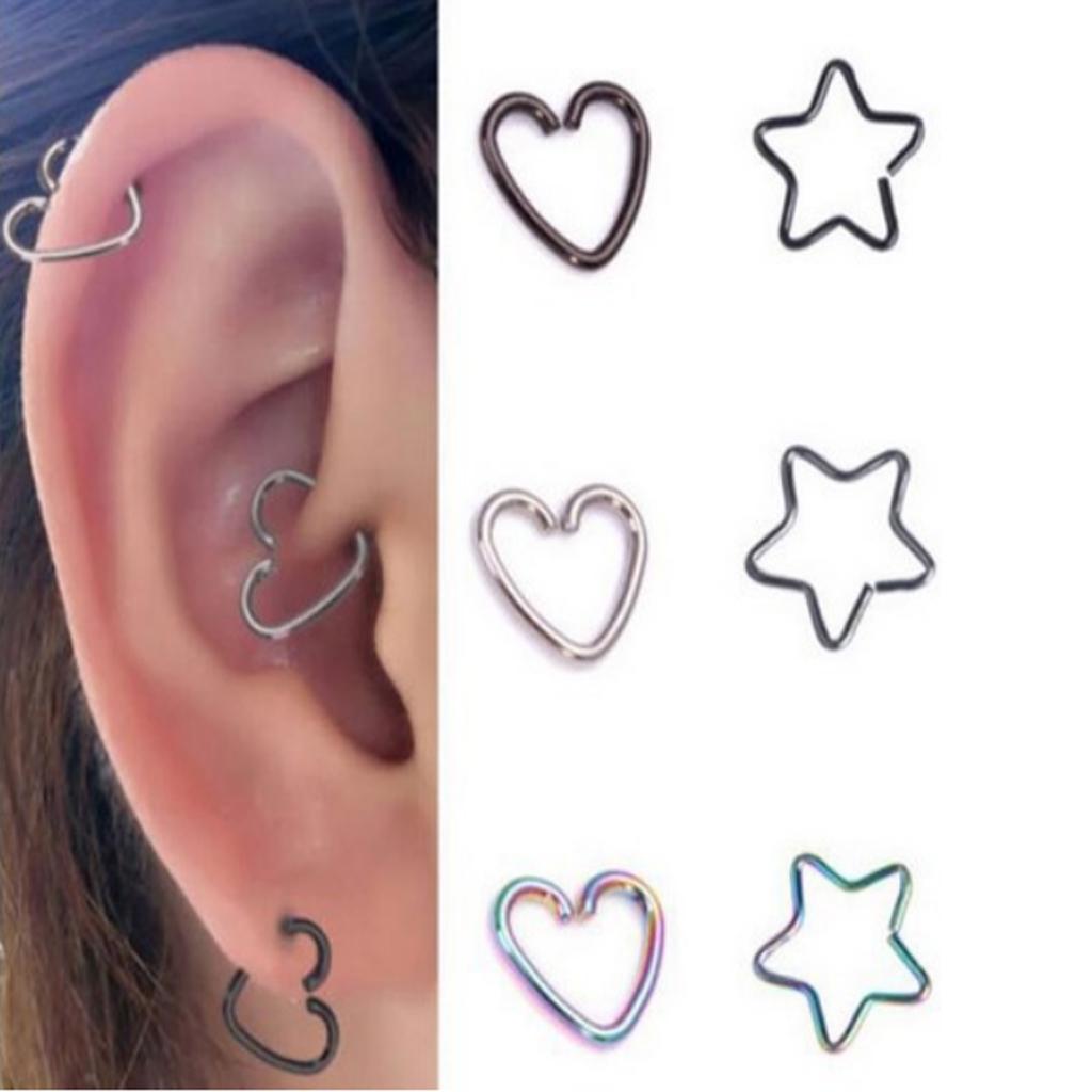 20pcs Heart/Star Shape Lip Nose Piercing Jewelry Hoop Rings Tongue Ring Stud