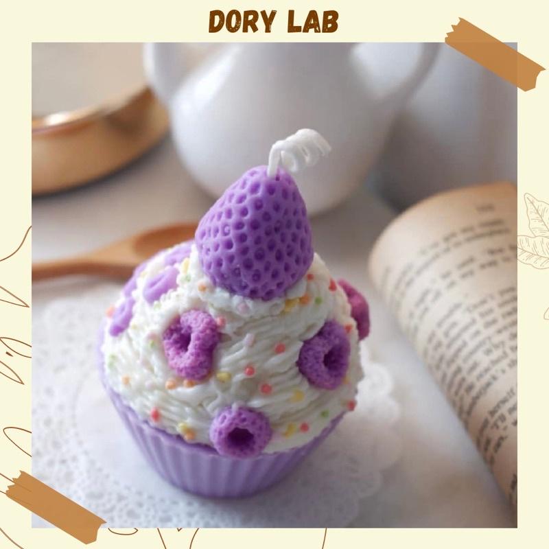 Nến Thơm Cupcake Dâu Tây Trang Trí Chữ Theo Yêu Cầu, Quà Tặng Sinh Nhật - Dory Lab