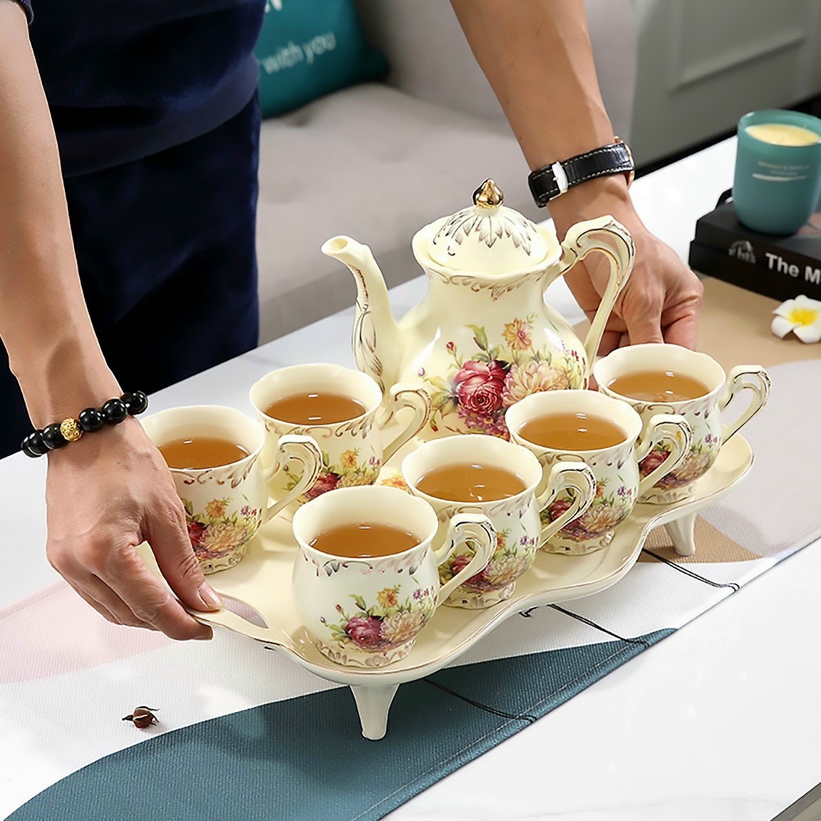 BỘ BÌNH TRÀ Ý BẰNG SỨ MANG PHONG CÁCH TÂN CỔ ĐIỂN SANG TRỌNG TINH TẾ - ANTH615