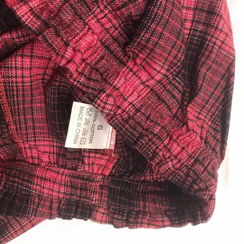 Quần pyjama nữ vải cotton suông rộng họa tiết kẻ caro đỏ đen