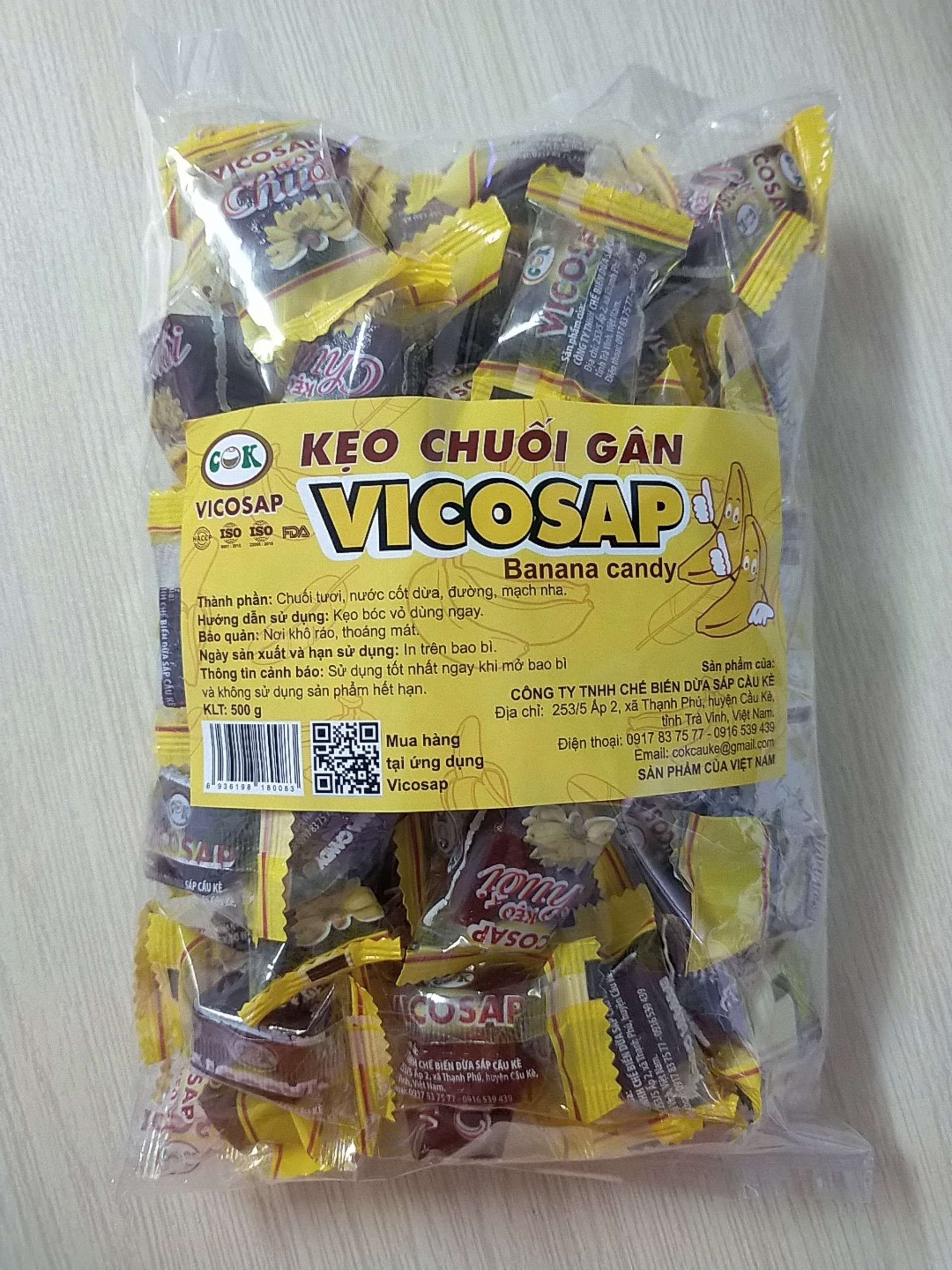 Kẹo chuối gân Vicosap 500g