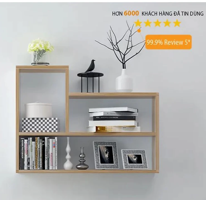 Kệ Để Sách Treo Tường Hiện Đại Tundo CTKT181 KT 62cm x 80cm x 15cm