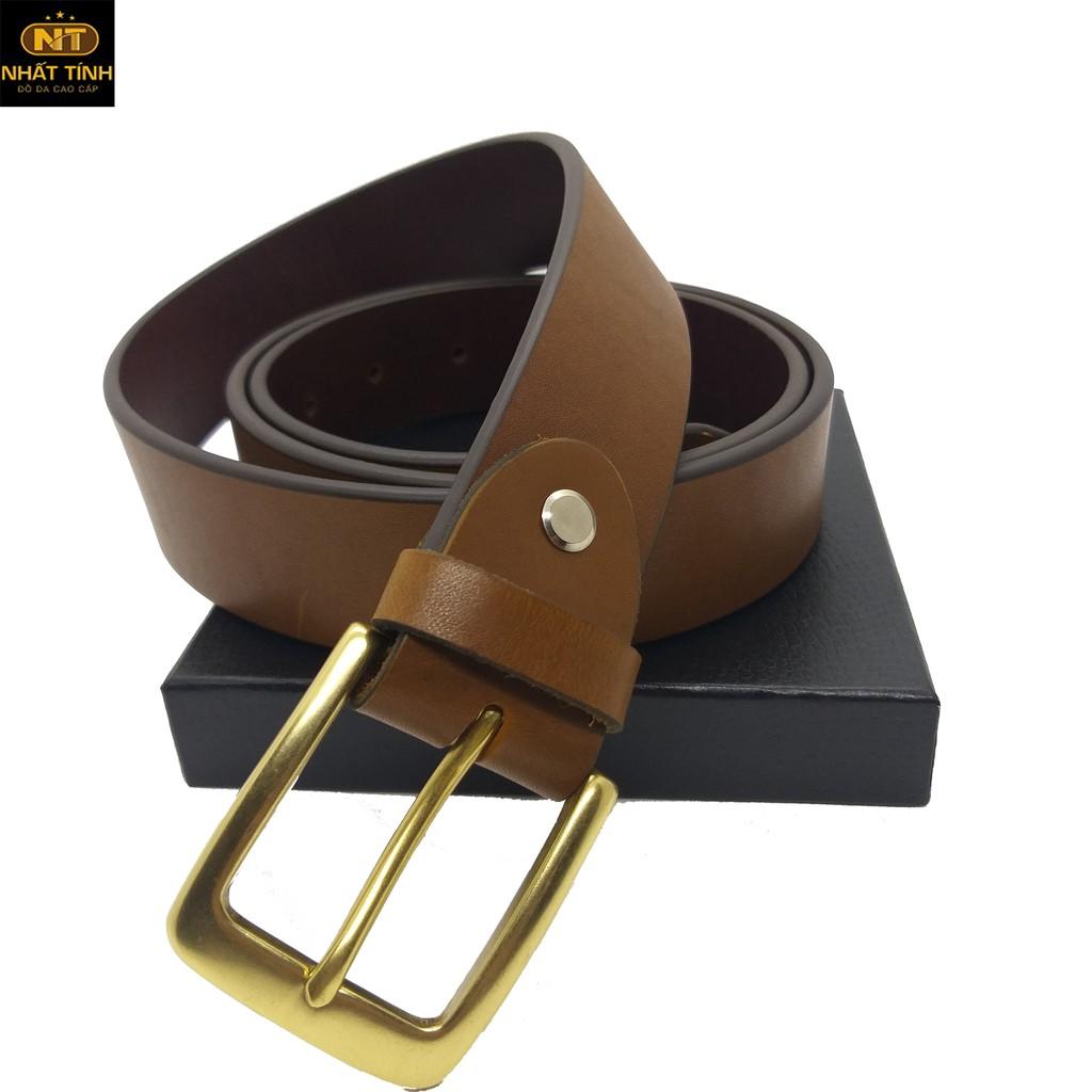 Thắt lưng nam da bò sáp nguyên tấm cao cấp, khóa bằng đồng đúc đặc chính hãng Nhất Tính Leather N162 bảo hành 24 tháng