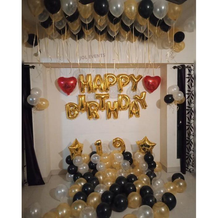 Bộ bóng chữ happy birthday tặng kèm số, 50 vỏ bóng trang trí