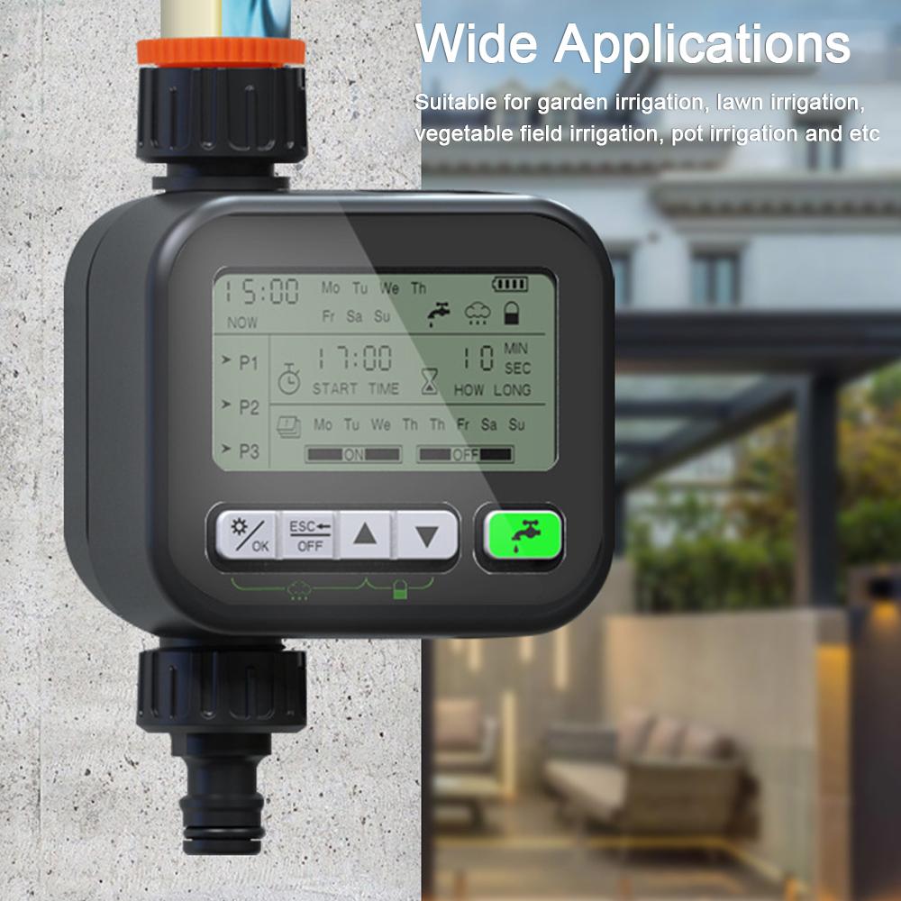 Gardening Irrigation Timer Automatic Watering Device Garden Balcony Rain Sensing Control Intelligent Irrigation System Controller 3 Program Setting with Child Lock