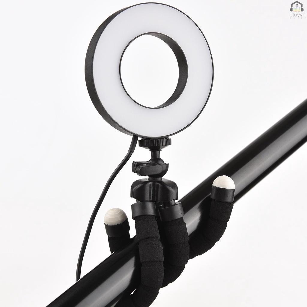 Vòng đèn 3 màu 9CM/3.5IN có giá đỡ ba chân để bàn 3200K -6000K 10 có thể điều chỉnh độ sáng cho phát sóng trực tiếp