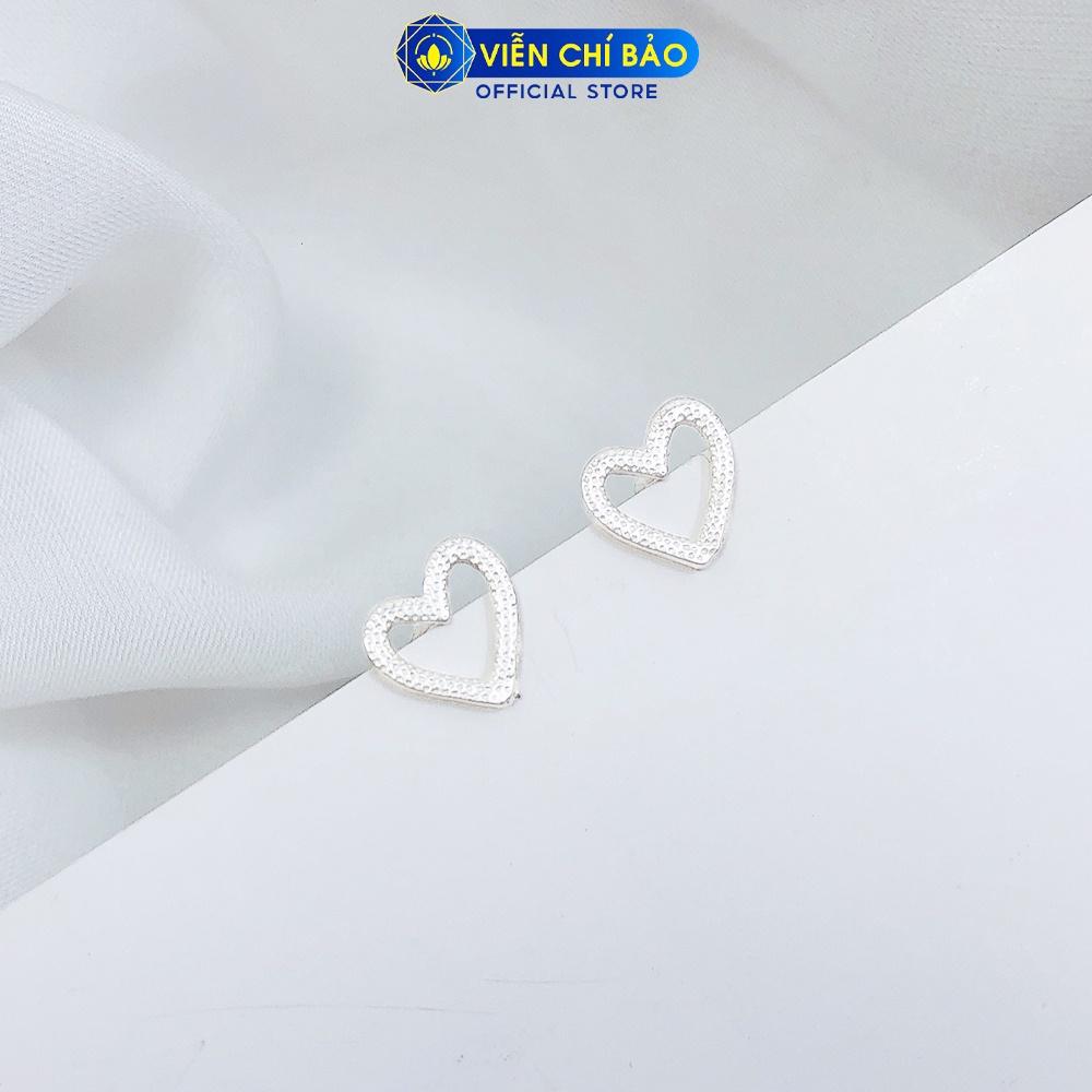 Bông tai bạc nữ hình trái tim chất liệu bạc 925 thời trang phụ kiện trang sức nữ thương hiệu Viễn Chí Bảo B400525