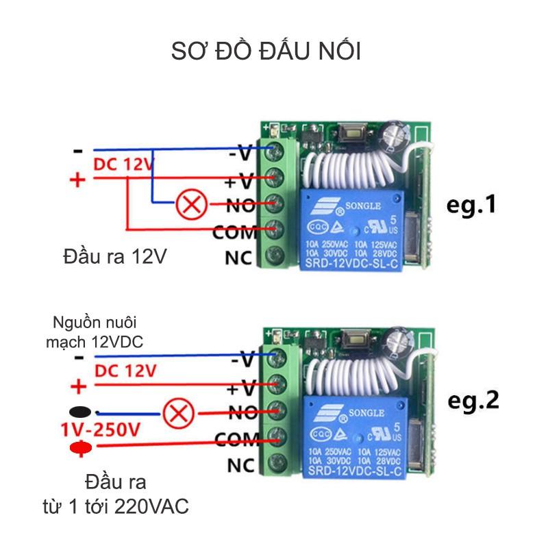 BỘ ĐIỀU KHIỂN TỪ XA 12V-10A KR1201 SÓNG RF 433MHZ