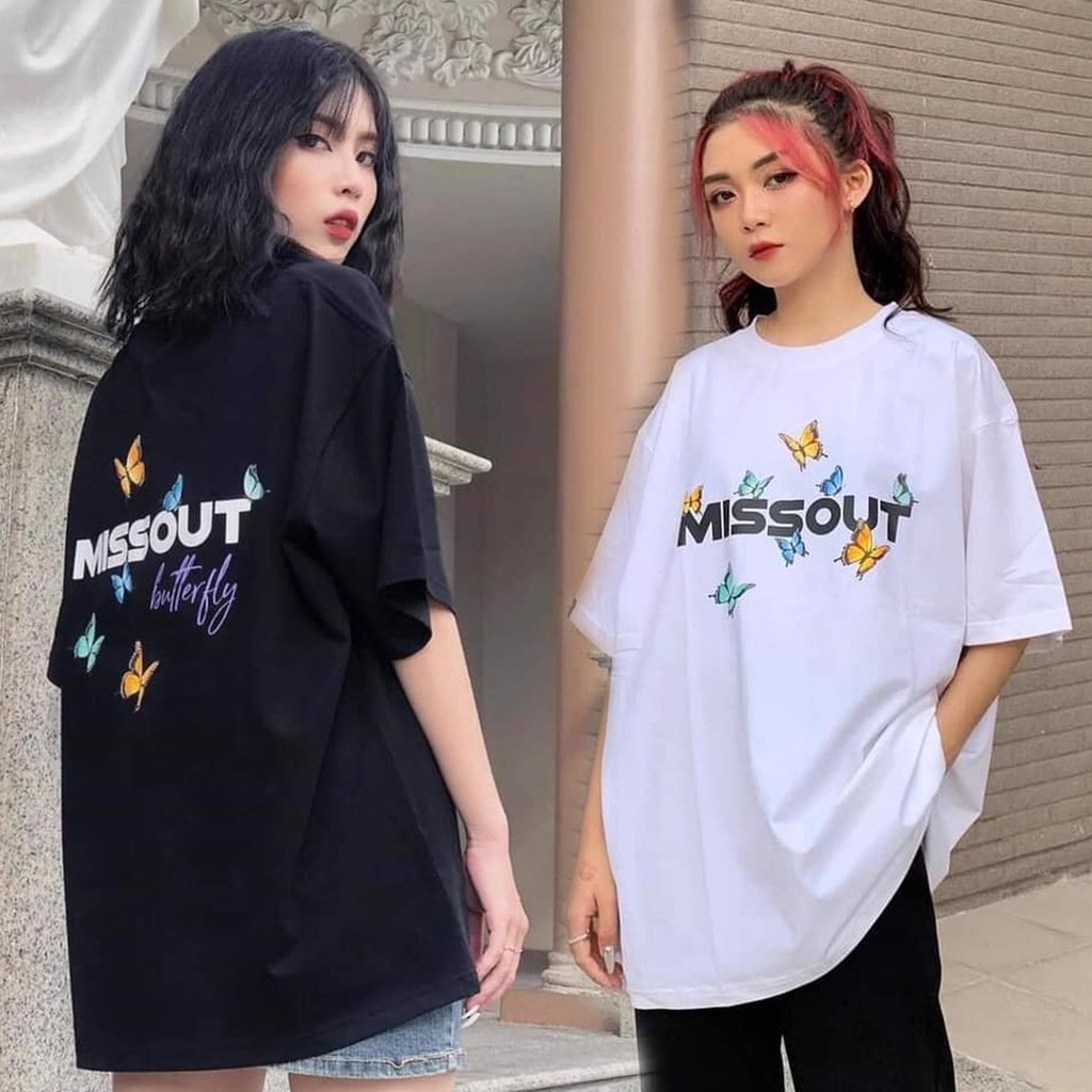 Áo thun in tay lỡ nữ freesize phông form rộng dáng Unisex - Ulzzang mặc cặp, nhóm, lớp hình BƯỚM MISSOUT BUTTERFLY