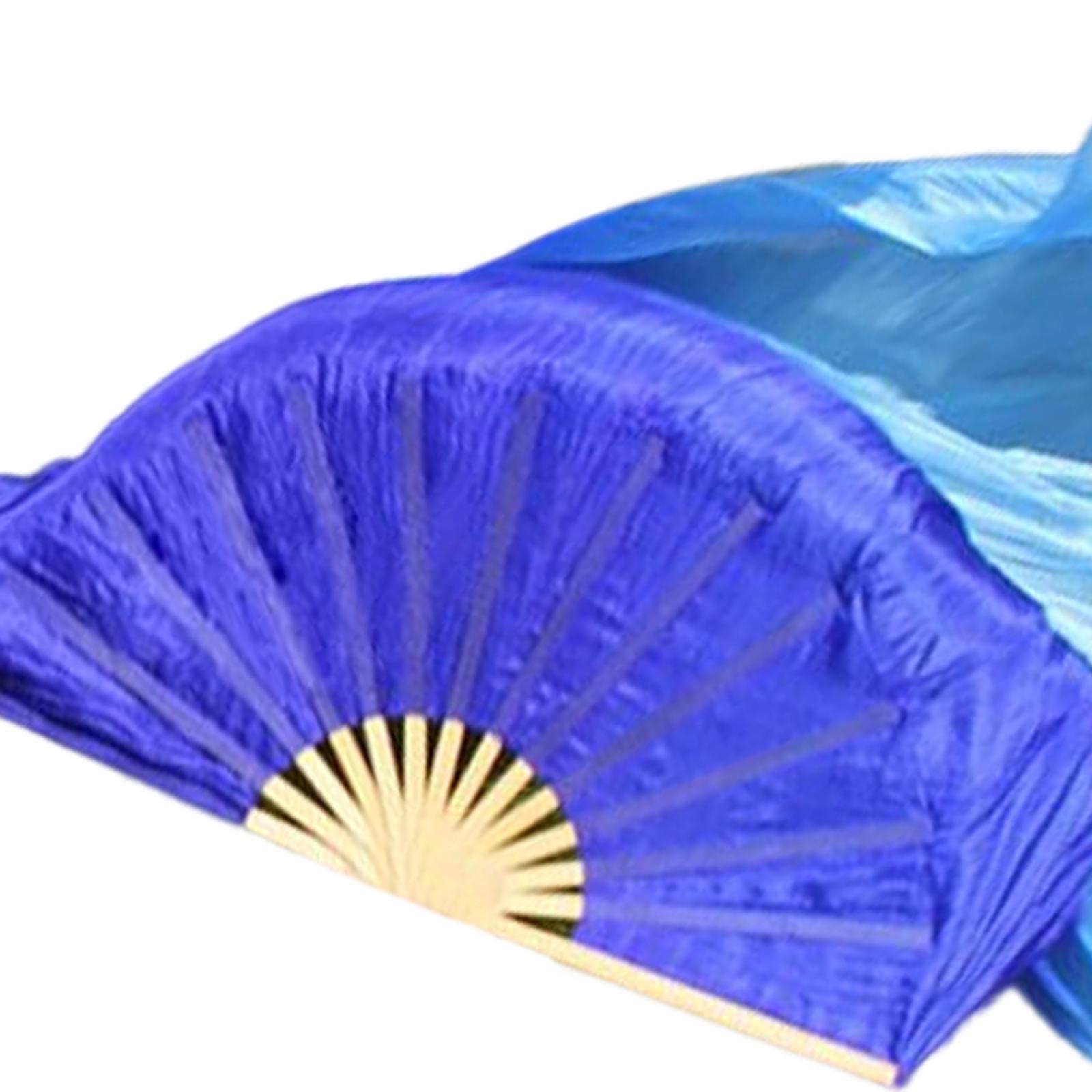 Belly Dancing Silk Fans Veils Long Folding Fan 180x90cm Blue