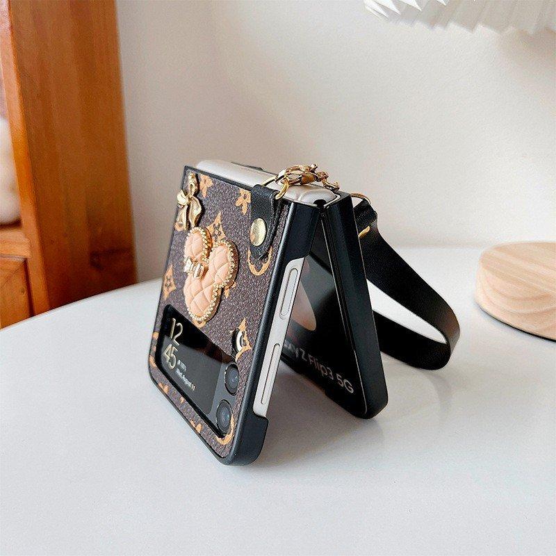 Ốp Lưng Cho Samsung Galaxy Z Flip 5 / Z Flip 4 / Z Flip 3 Họa Tiết LV Kèm Dây Cầm Tay - Bum Store Galaxy Case