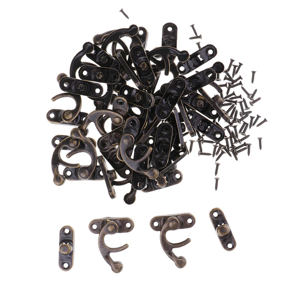 20 Sets Antique Decorative Cabinet Jewelry Box Wooden Box Hasp Latch Hook Lock Clasp Fasteners With Screws