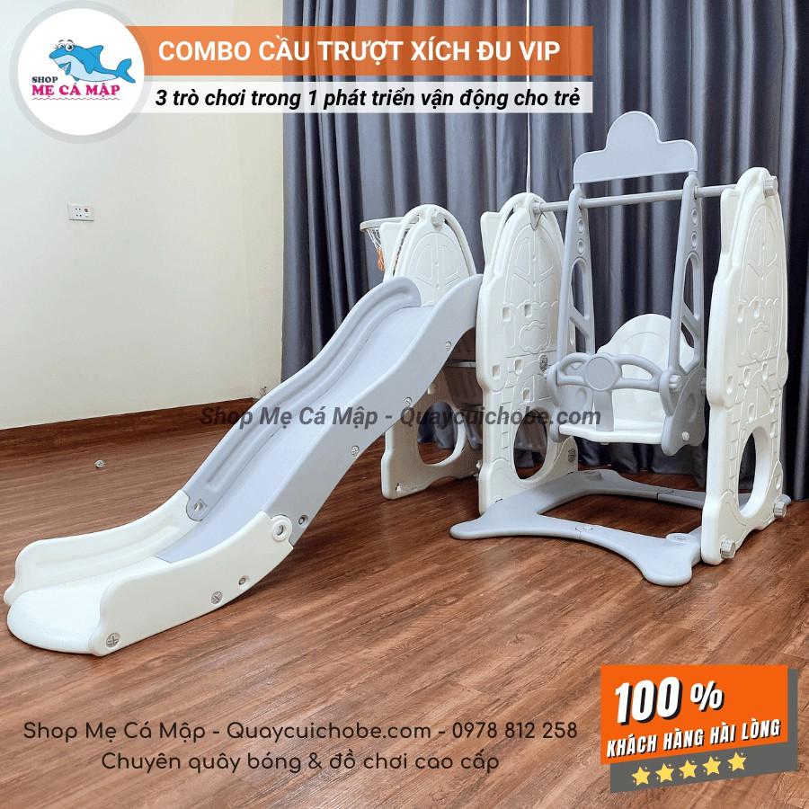 Cầu trượt xích đu VIP dài 2m1, cao 1m1 siêu dày dặn, nhựa nguyên sinh