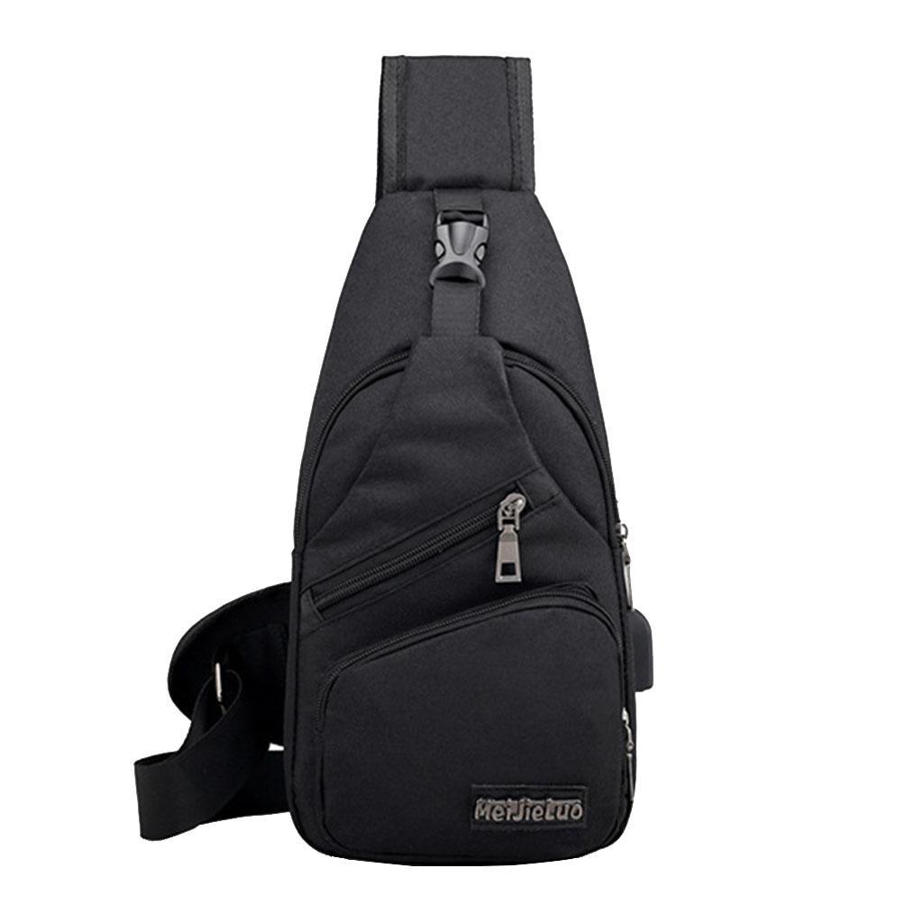 2pcs Fashion Men Sling Chest Bag Shoulder Bag USB Port Daypack