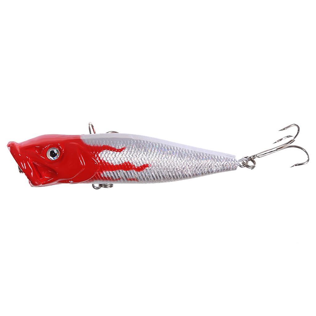 5pcs Artificial Fishing Topwater Floating Popper Lures Treble Hook Hard Bait Crankbait