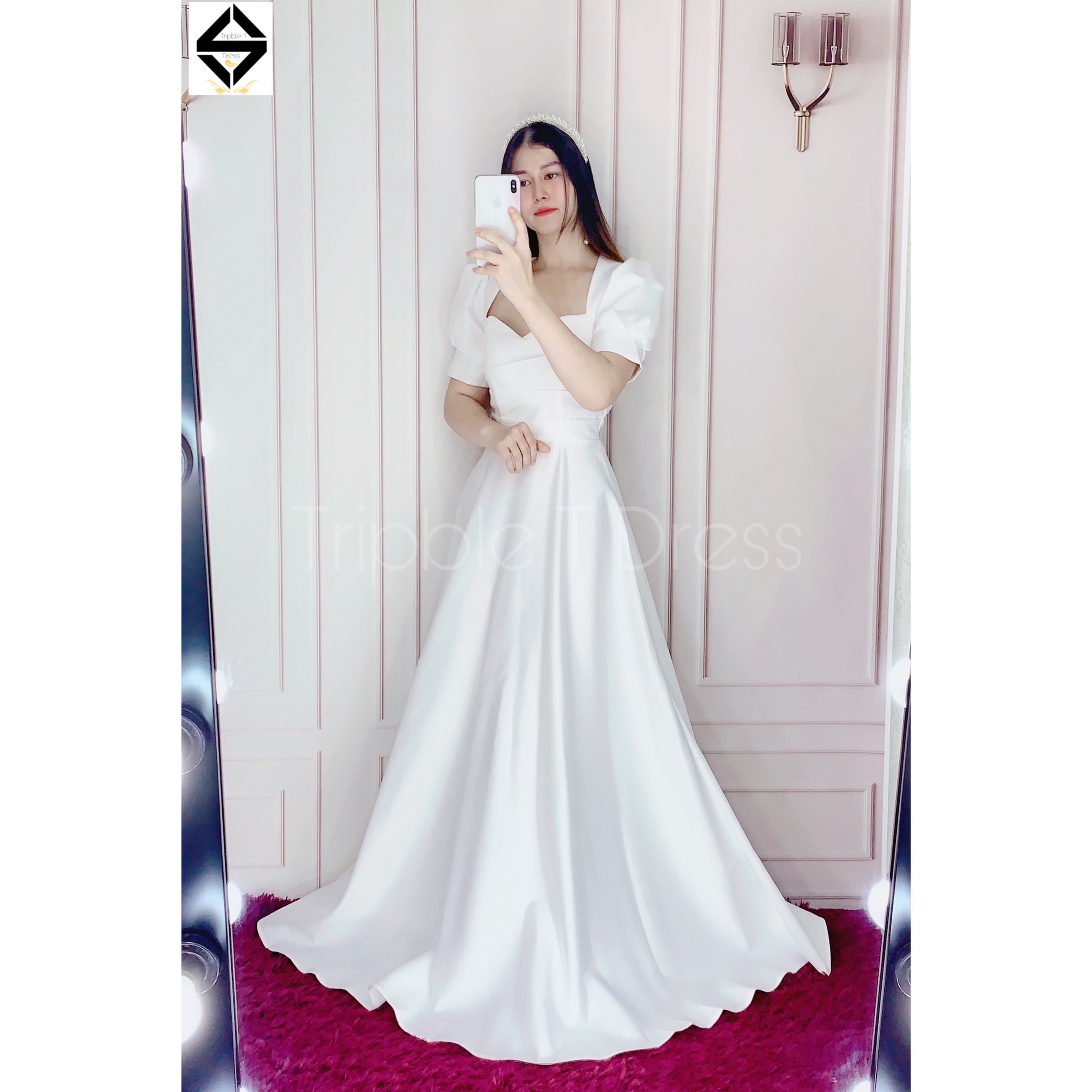 Đầm maxi dự tiệc mặc cưới siêu xinh TRIPBLE T DRESS - size M/L ( ảnh/video thật) MS161Y