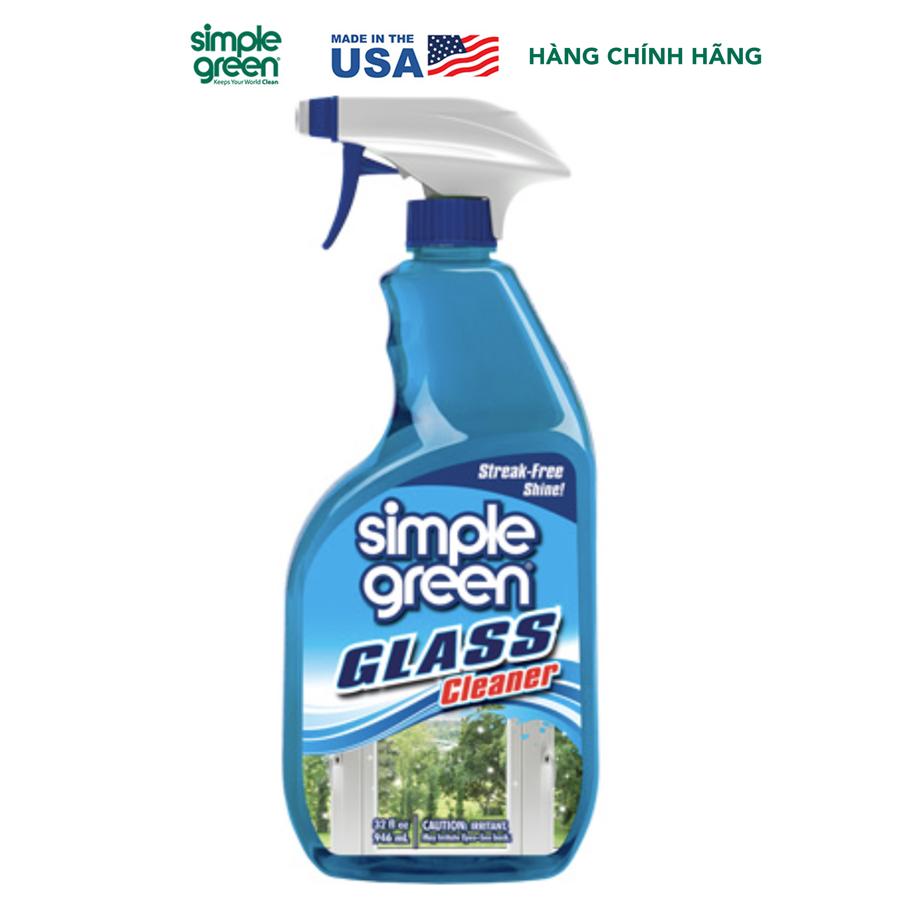 Nước lau kính cao cấp Simple Green Glass Cleaner, phục hồi sáng bóng và trong suốt của kính, gương, chai xịt 946ml