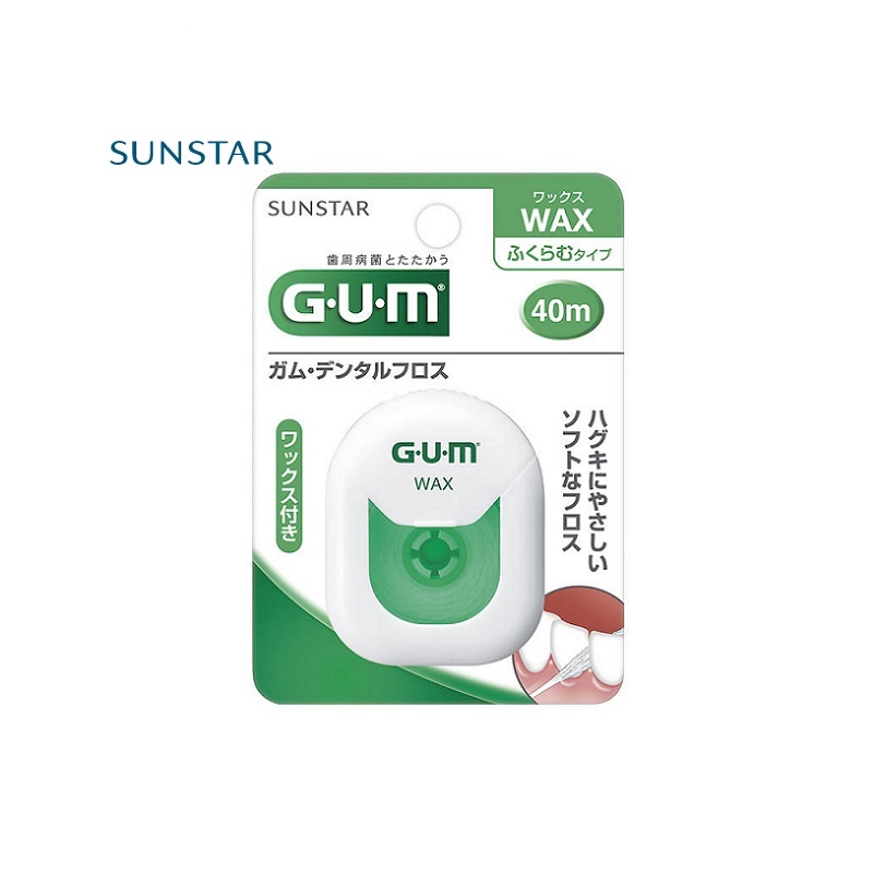 Chỉ nha khoa Sunstar Gum 40m, chế tác từ bọt biển kết hợp với Floss Nylon mềm mại và bền dai, an toàn khi sử dụng - nội địa Nhật Bản